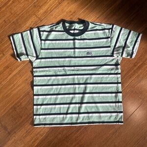 Obey Men's Mint and Black Striped Tee